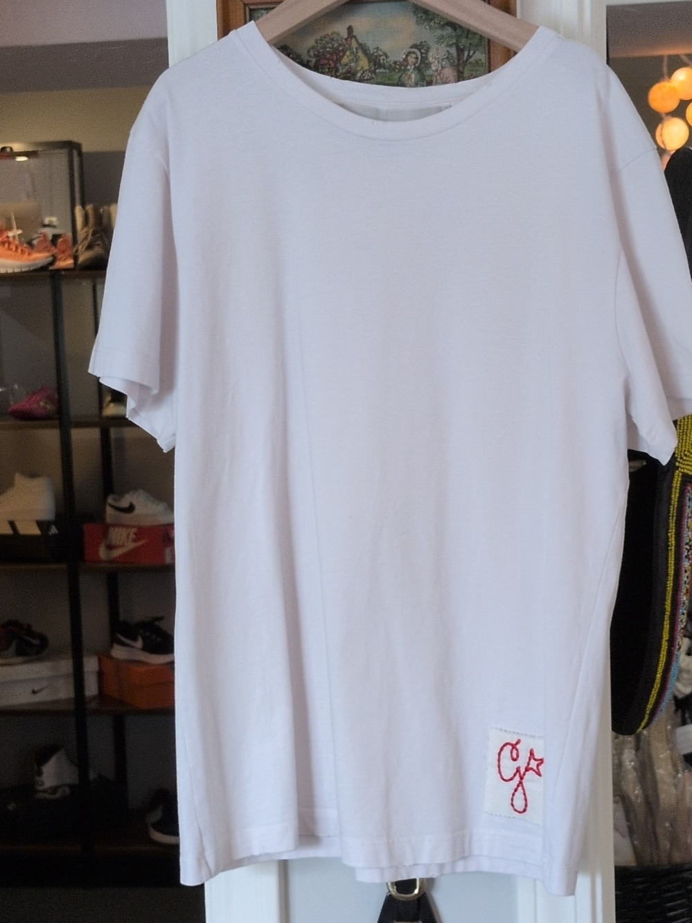 Golden Goose Kids White Short-Sleeve Crewneck Tee with Red Embroidered Logo